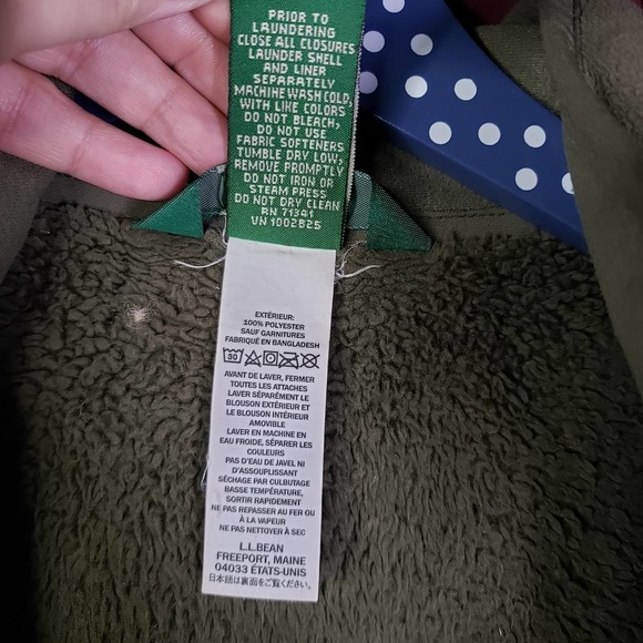 LL Bean Kids Fleece Lined 3 in 1 Jacket Boys L 14-16 Maroon Navy Parka Winter‎ - Picture 13 of 13